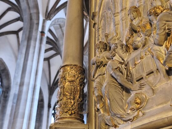 Jakobspilger an der kanzel der Moritzkirche Halle